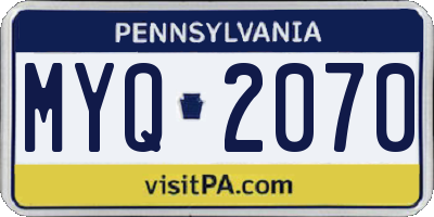 PA license plate MYQ2070