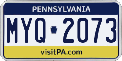 PA license plate MYQ2073