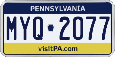 PA license plate MYQ2077