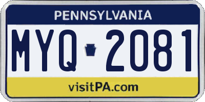 PA license plate MYQ2081