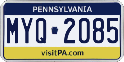 PA license plate MYQ2085