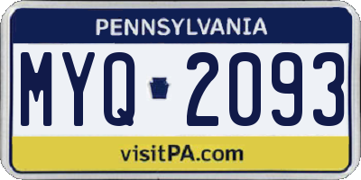 PA license plate MYQ2093