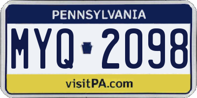 PA license plate MYQ2098