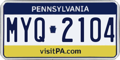 PA license plate MYQ2104