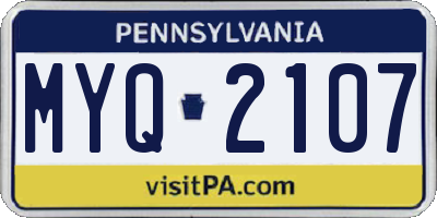 PA license plate MYQ2107