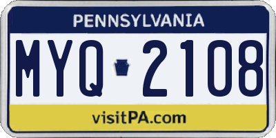 PA license plate MYQ2108