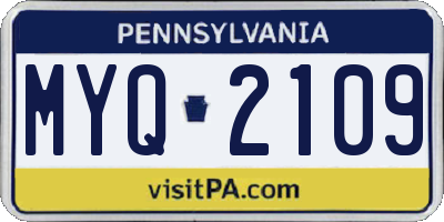 PA license plate MYQ2109