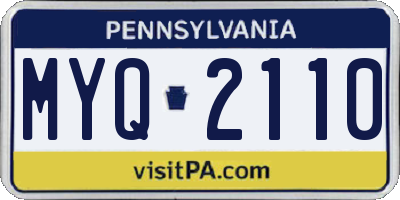PA license plate MYQ2110