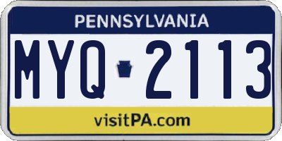 PA license plate MYQ2113