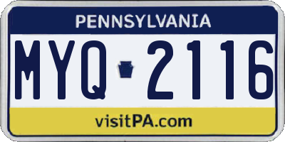 PA license plate MYQ2116