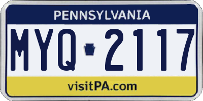 PA license plate MYQ2117