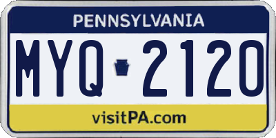 PA license plate MYQ2120