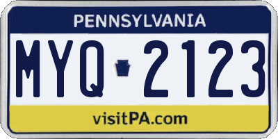 PA license plate MYQ2123