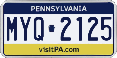 PA license plate MYQ2125