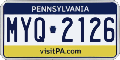 PA license plate MYQ2126