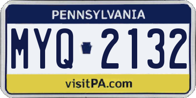 PA license plate MYQ2132