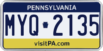 PA license plate MYQ2135