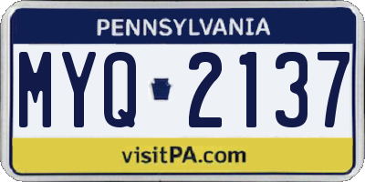 PA license plate MYQ2137