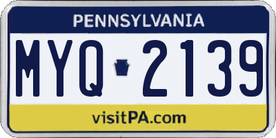 PA license plate MYQ2139