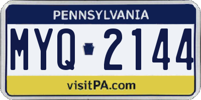 PA license plate MYQ2144