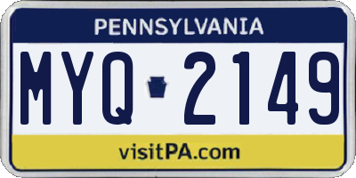 PA license plate MYQ2149