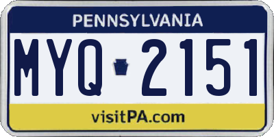 PA license plate MYQ2151