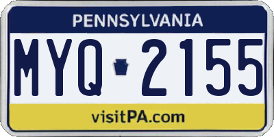 PA license plate MYQ2155