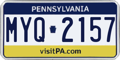 PA license plate MYQ2157