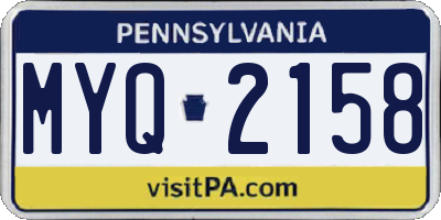 PA license plate MYQ2158