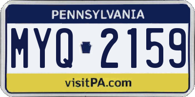 PA license plate MYQ2159