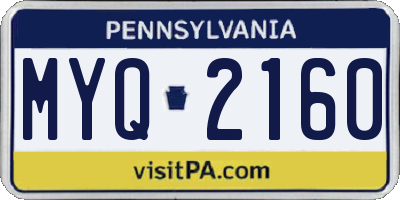 PA license plate MYQ2160