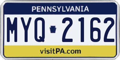 PA license plate MYQ2162