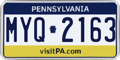 PA license plate MYQ2163