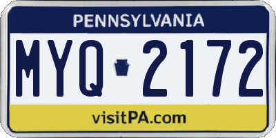 PA license plate MYQ2172