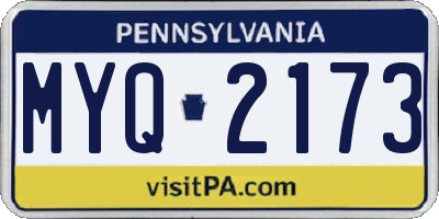 PA license plate MYQ2173