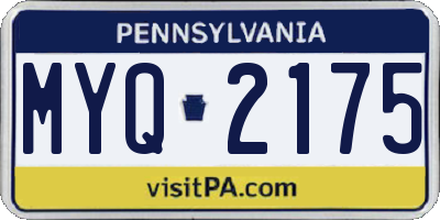 PA license plate MYQ2175