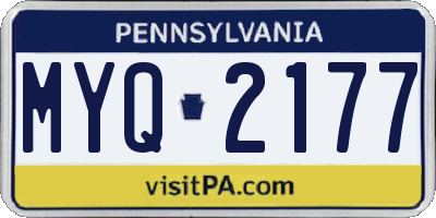 PA license plate MYQ2177
