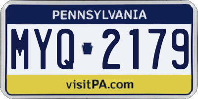 PA license plate MYQ2179