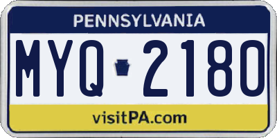 PA license plate MYQ2180