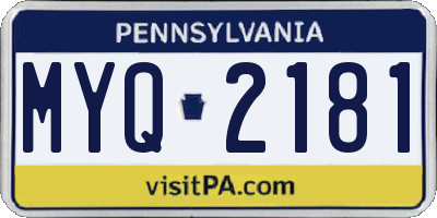 PA license plate MYQ2181