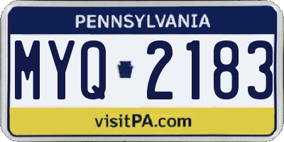 PA license plate MYQ2183