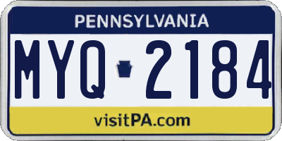 PA license plate MYQ2184