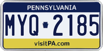 PA license plate MYQ2185