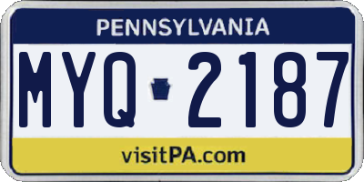 PA license plate MYQ2187