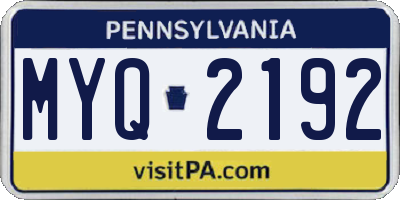 PA license plate MYQ2192