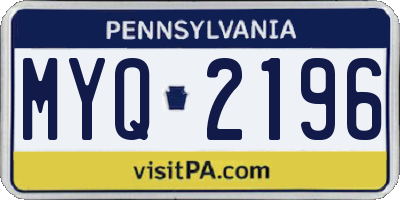 PA license plate MYQ2196