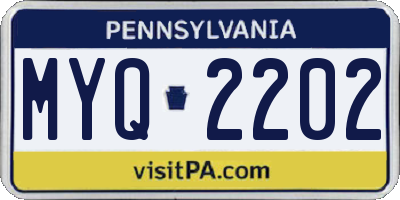 PA license plate MYQ2202