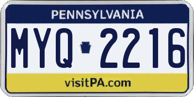 PA license plate MYQ2216