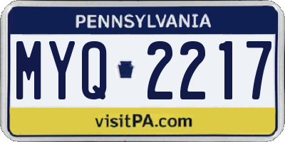 PA license plate MYQ2217
