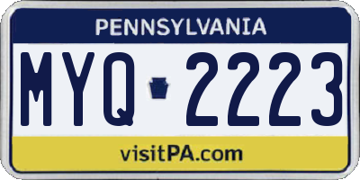 PA license plate MYQ2223